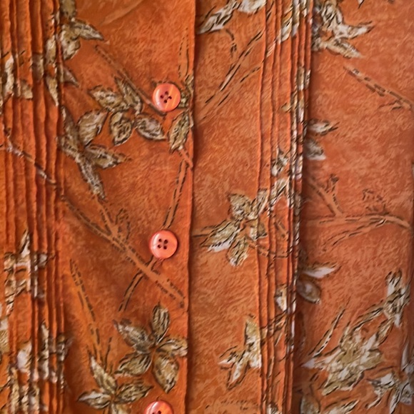 Vintage sheer floral printed short sleeve button down blouse top - Picture 4 of 5